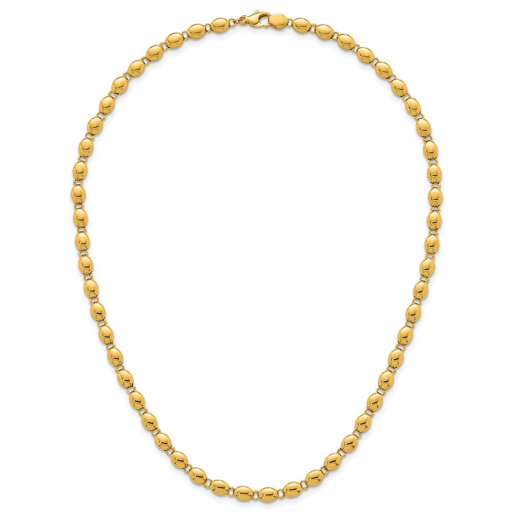 14k Polished 5.25mm Round Fancy Beaded 18 inch Necklace