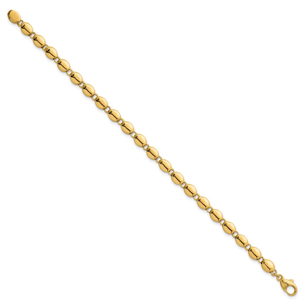 14k Polished 5.25mm Round Fancy Beaded 7.25 inch Bracelet