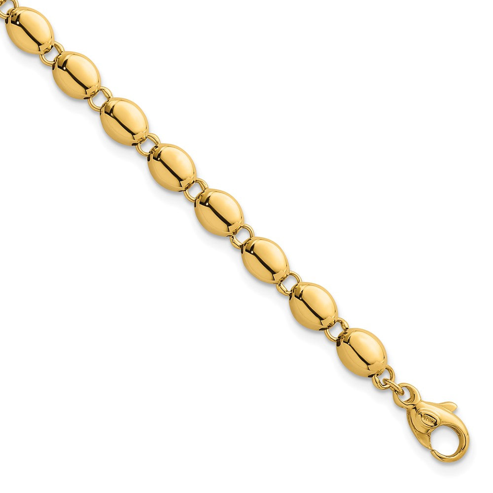 14k Polished 5.25mm Round Fancy Beaded 7.25 inch Bracelet