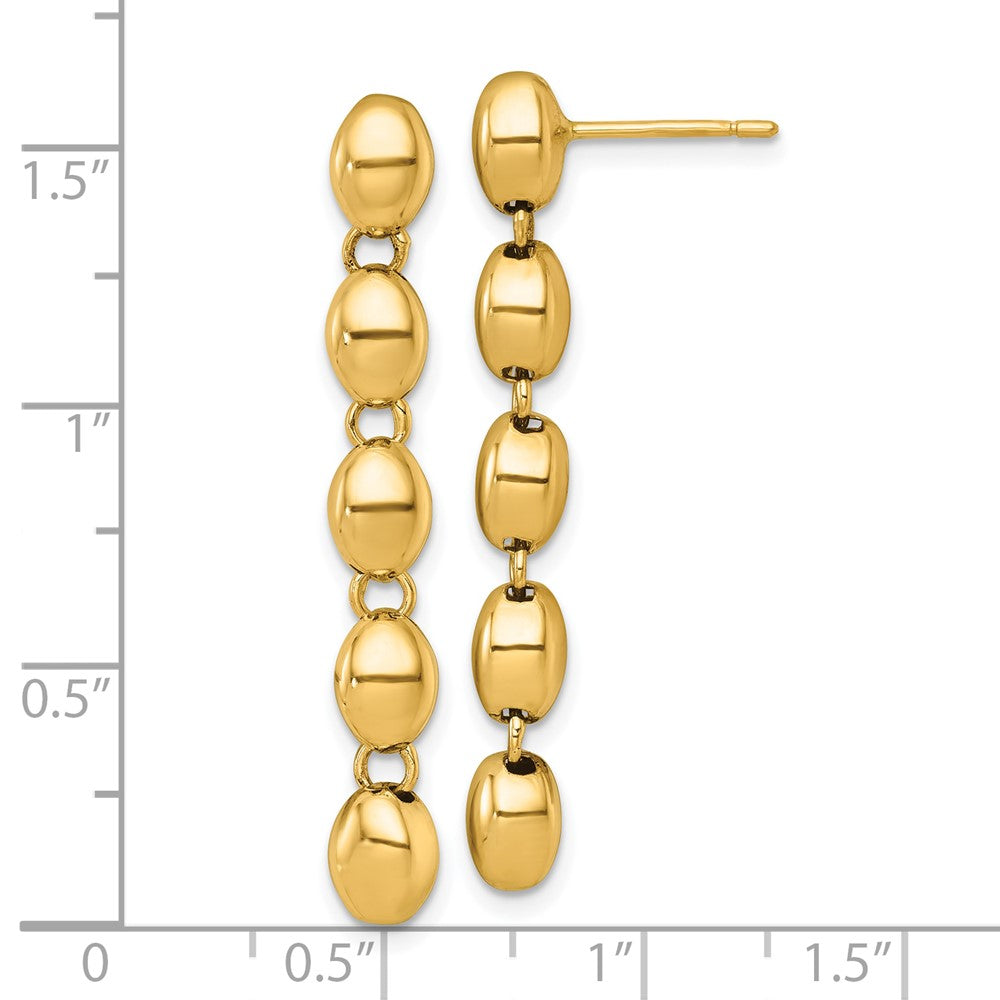 14k Polished 5.25mm Round Fancy Beaded Dangle Post Earrings