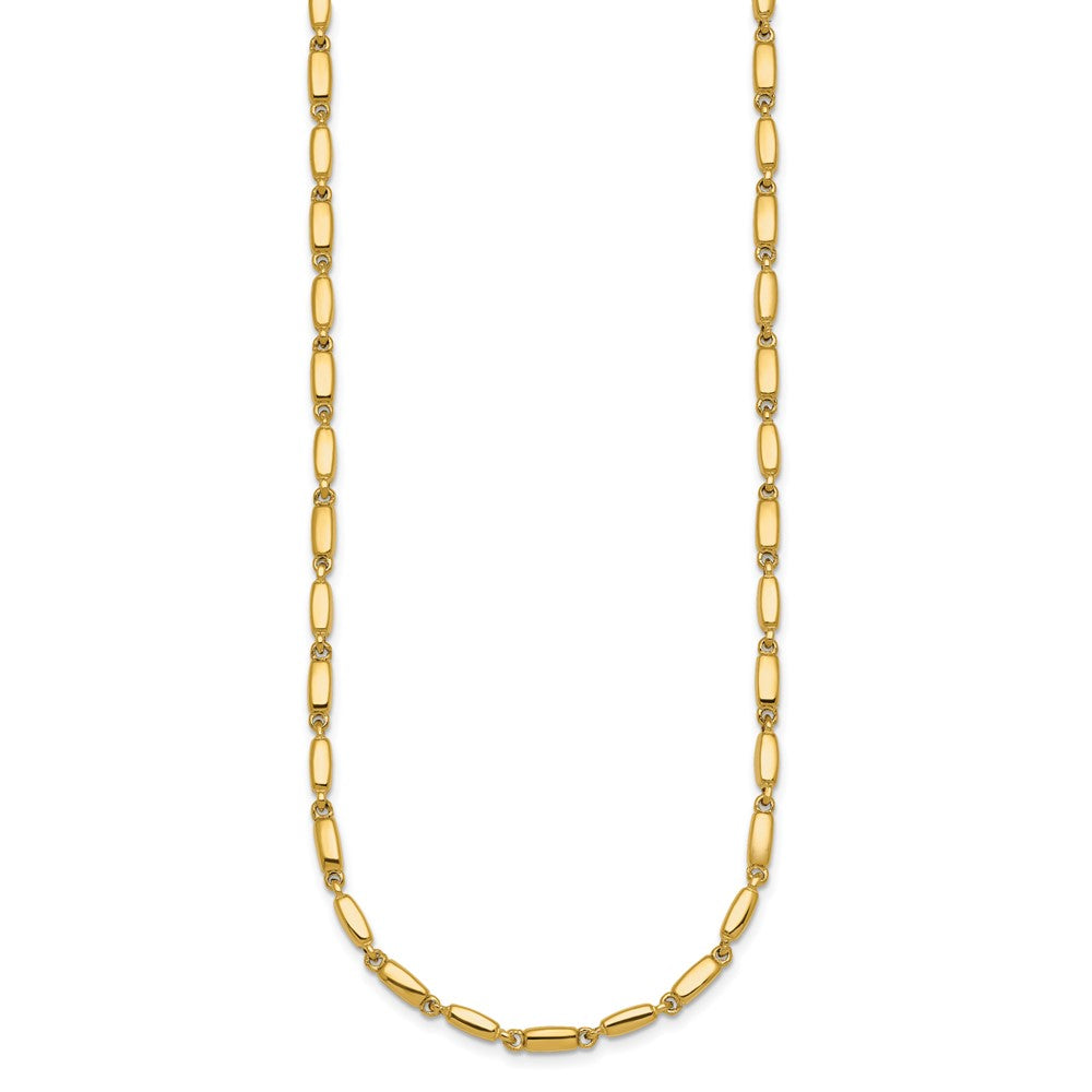 14k Polished 3mm Fancy Bar Link 18 inch Necklace