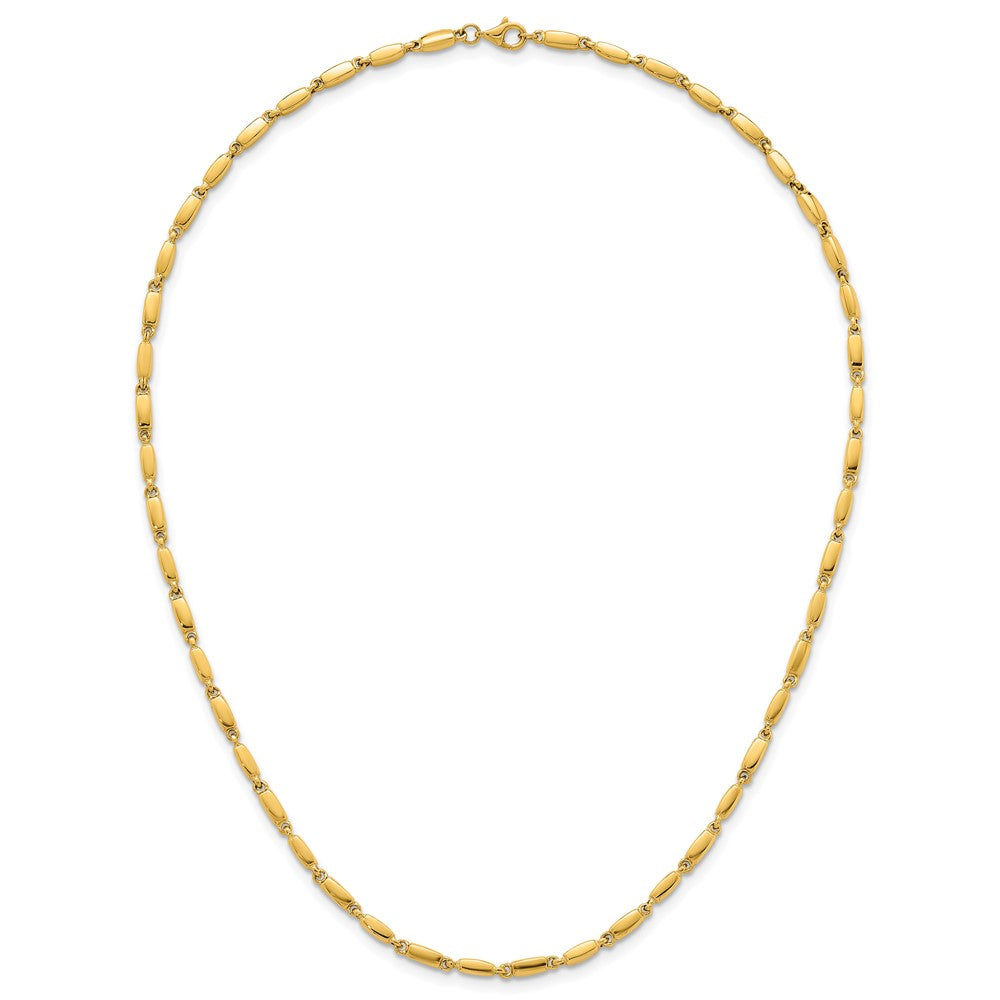 14k Polished 3mm Fancy Bar Link 18 inch Necklace