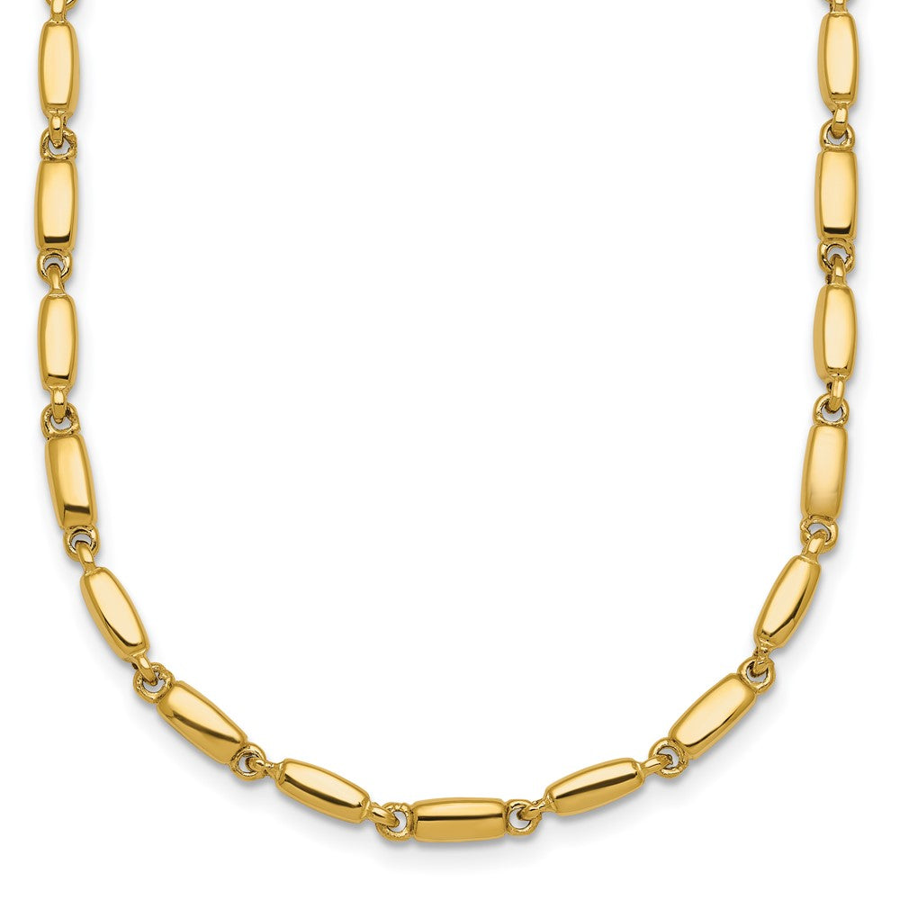 14k Polished 3mm Fancy Bar Link 18 inch Necklace