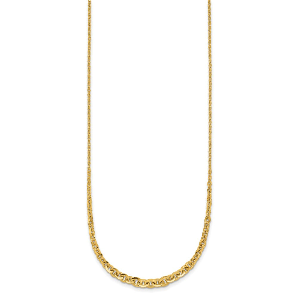 14k Polished Fancy Graduated Cable Link 18 inch Necklace