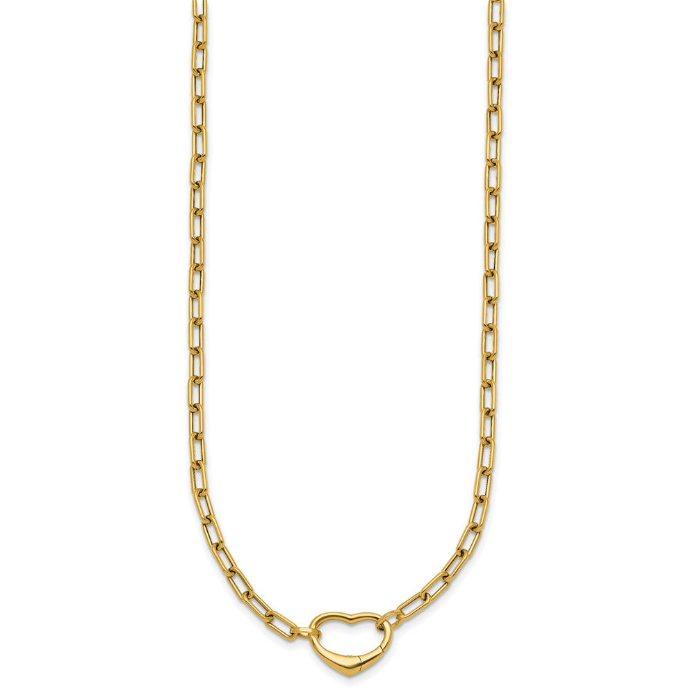 14k Polished Oval Link with Heart Clasp 18 inch Necklace able to Convert to Bracelet