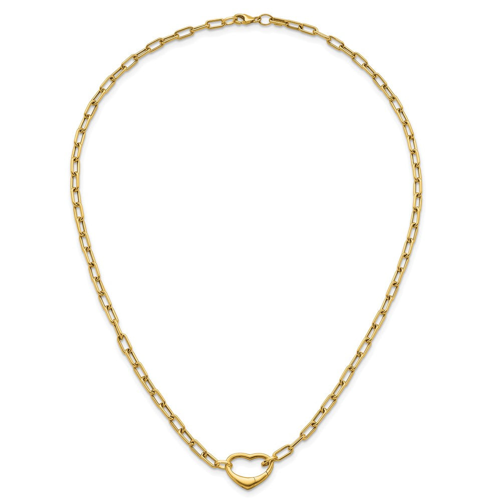 14k Polished Oval Link with Heart Clasp 18 inch Necklace able to Convert to Bracelet
