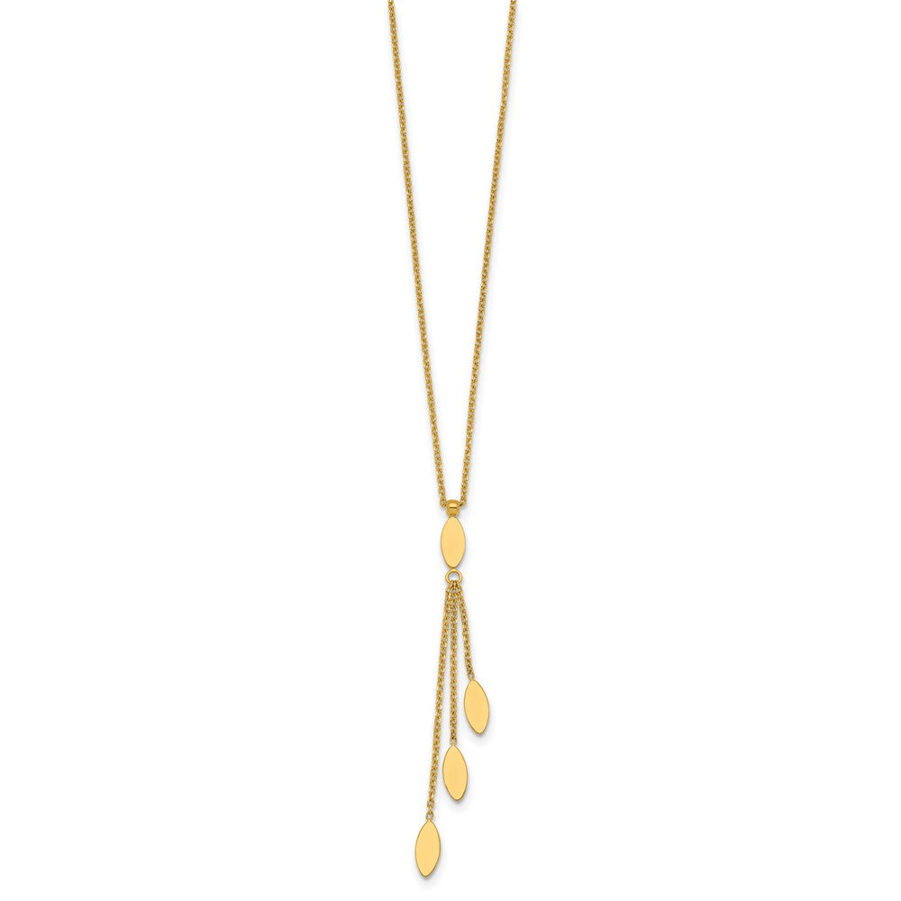 14k Polished Oval 3-Dangles 16 inch Necklace Plus 2 inch Extender