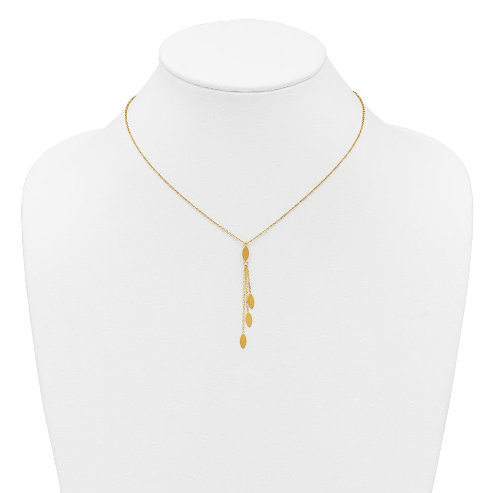 14k Polished Oval 3-Dangles 16 inch Necklace Plus 2 inch Extender