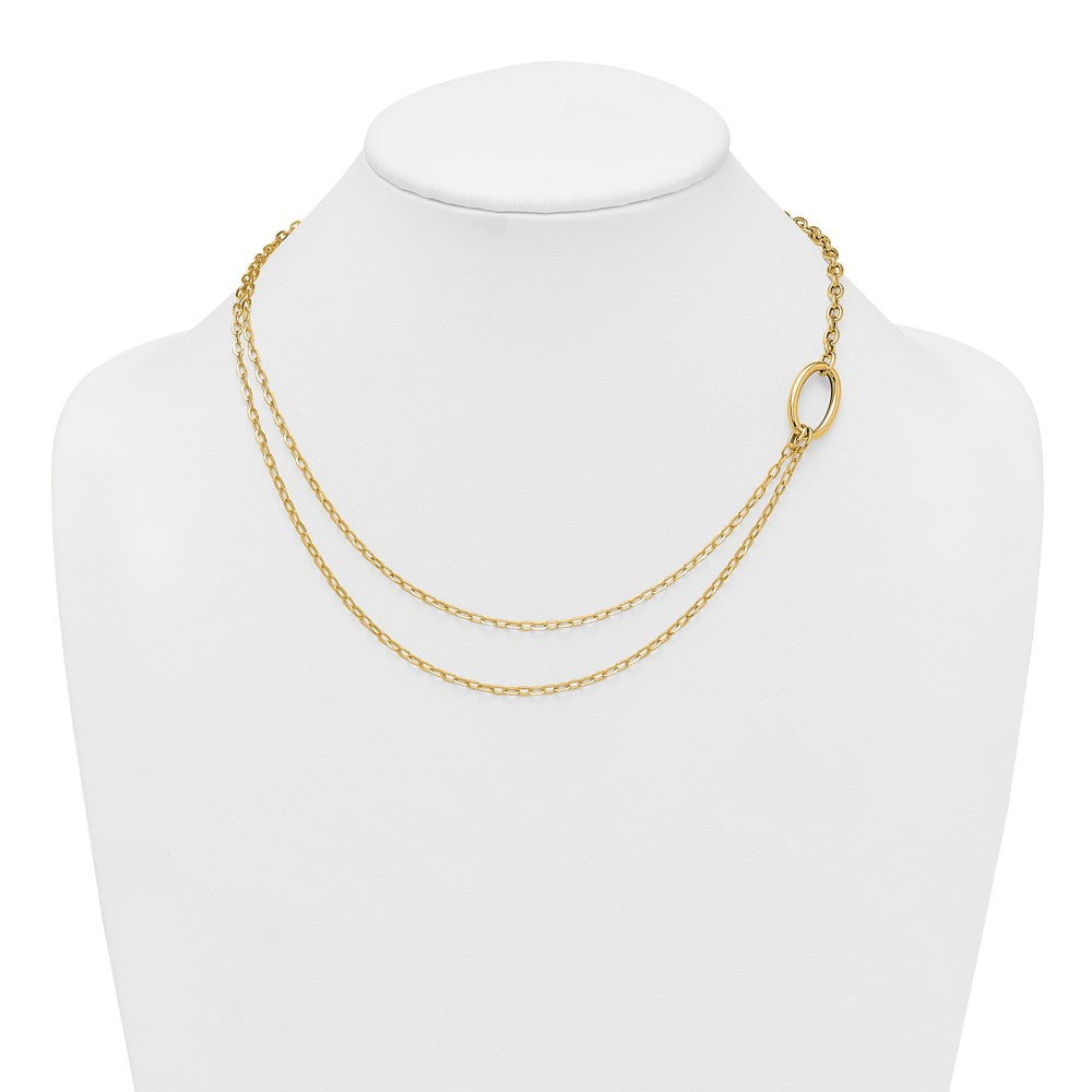 14k Polished Oval Double Strand Cable Chain 18 inch Necklace
