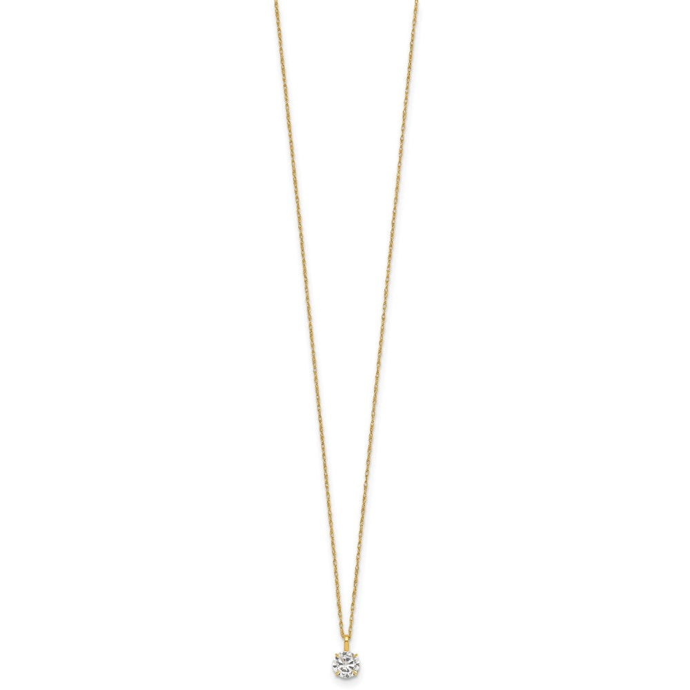 14k Polished 5.00mm Round CZ Solitaire 18 inch Necklace