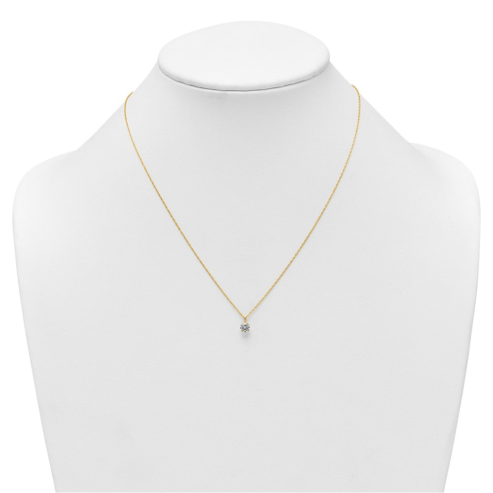 14k Polished 5.00mm Round CZ Solitaire 18 inch Necklace