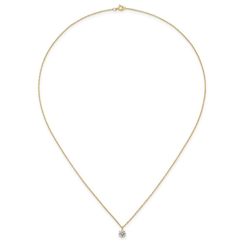 14k Polished 5.00mm Round CZ Solitaire 18 inch Necklace