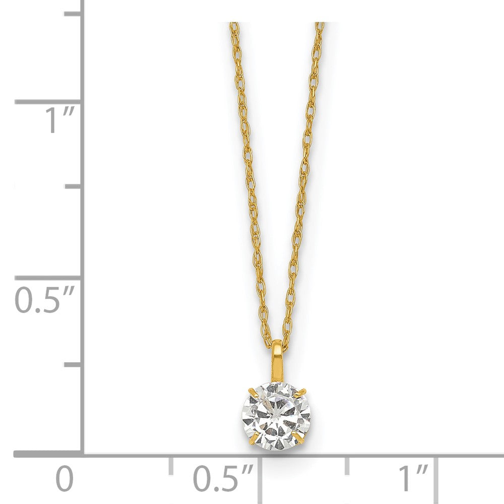 14k Polished 5.00mm Round CZ Solitaire 18 inch Necklace