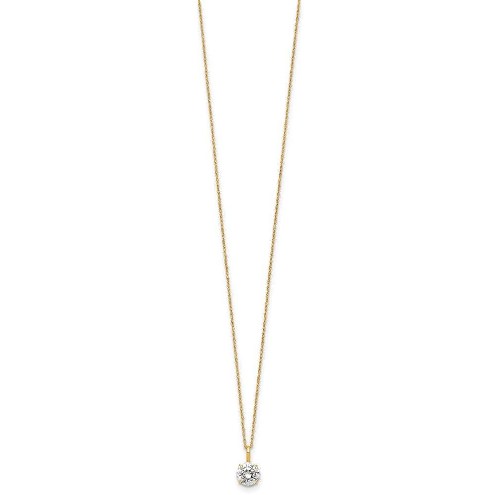 14k Polished 6.00mm Round CZ Solitaire 18 inch Necklace