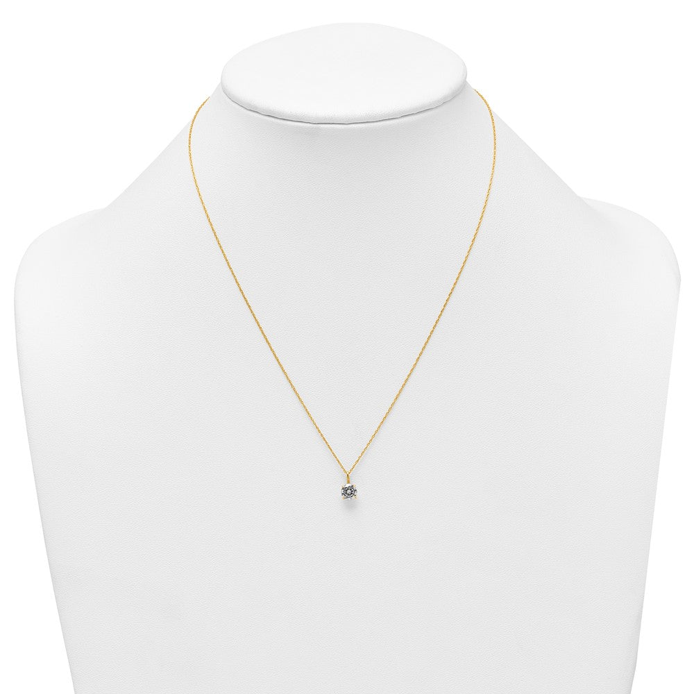 14k Polished 6.00mm Round CZ Solitaire 18 inch Necklace