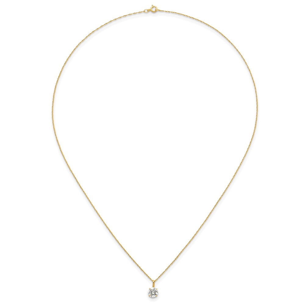14k Polished 6.00mm Round CZ Solitaire 18 inch Necklace