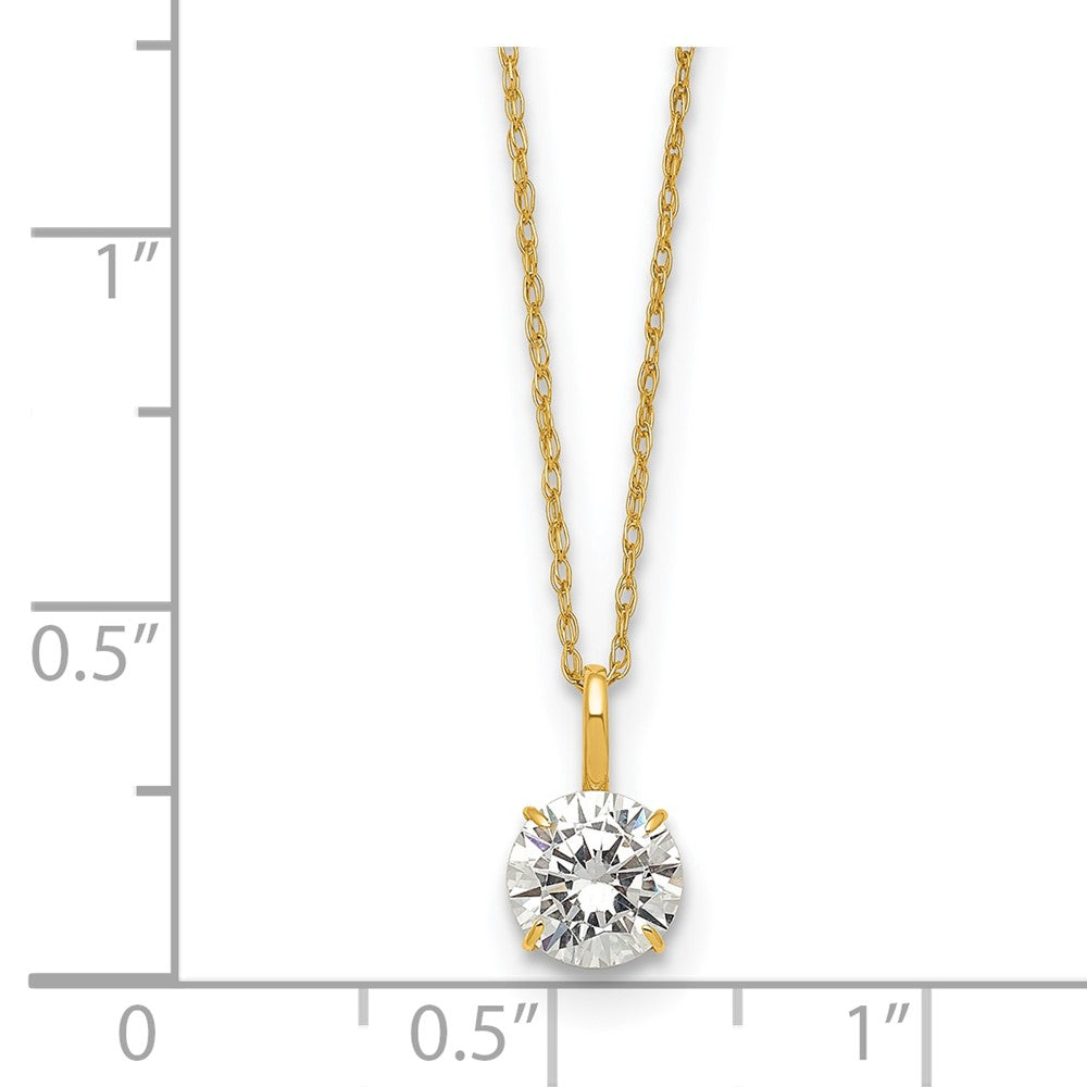 14k Polished 6.00mm Round CZ Solitaire 18 inch Necklace