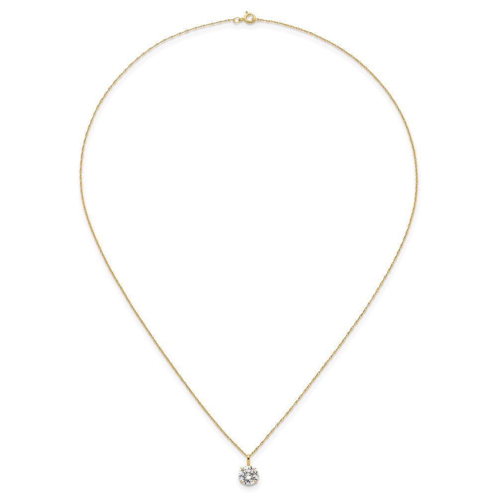 14k Polished 7.00mm Round CZ Solitaire 18 inch Necklace
