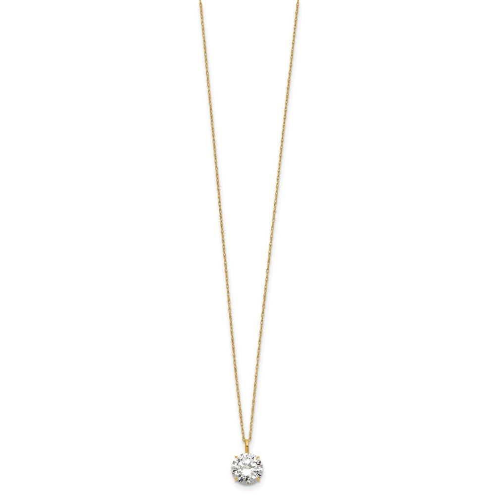 14k Polished 8.00mm Round CZ Solitaire 18 inch Necklace