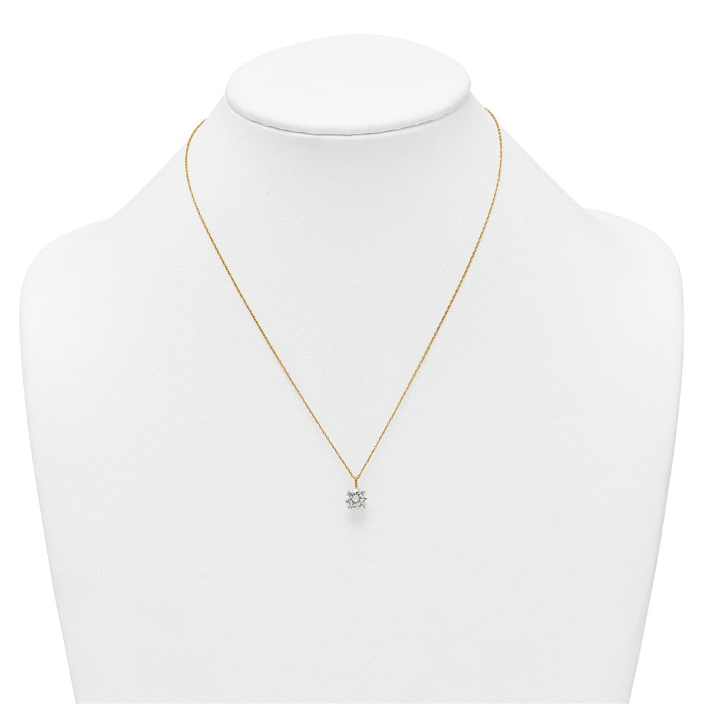 14k Polished 8.00mm Round CZ Solitaire 18 inch Necklace