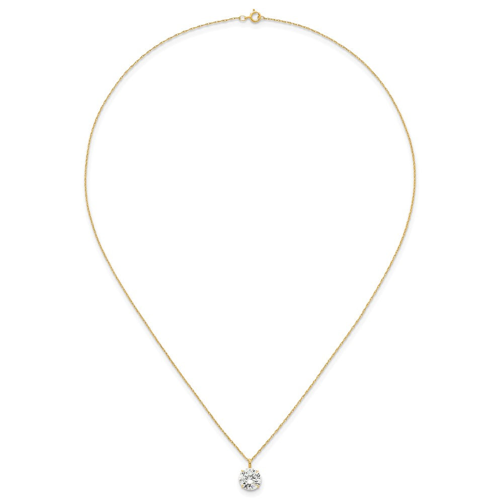 14k Polished 8.00mm Round CZ Solitaire 18 inch Necklace