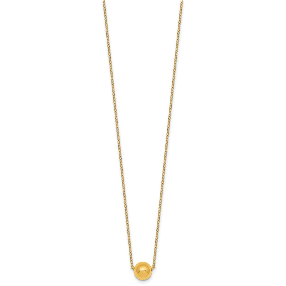 14k Polished 7.5mm Round Bead 16 inch Necklace Plus 2 inch Extender