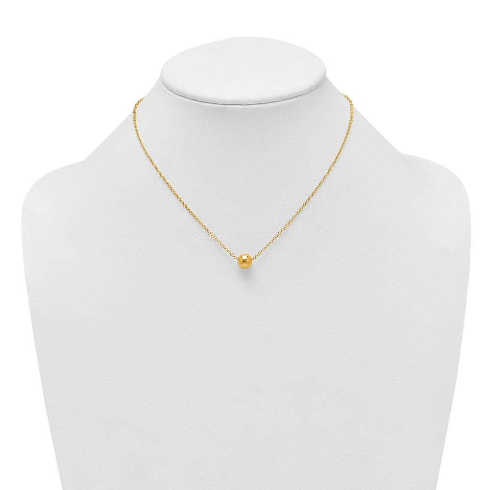 14k Polished 7.5mm Round Bead 16 inch Necklace Plus 2 inch Extender