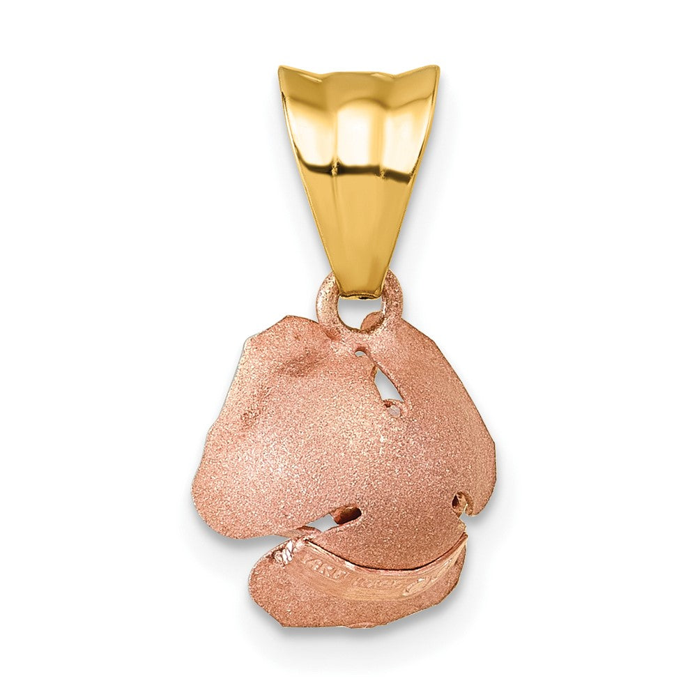 14k with Rose-tone Rhodium Brushed Rose Flower Pendant