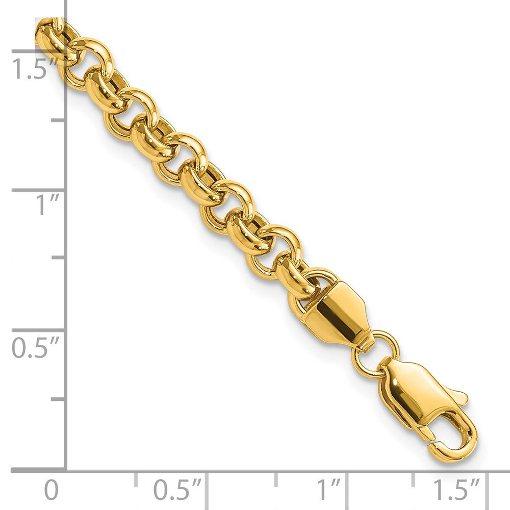 14k Polished Fancy 5mm Rolo Link 7.5 inch Bracelet