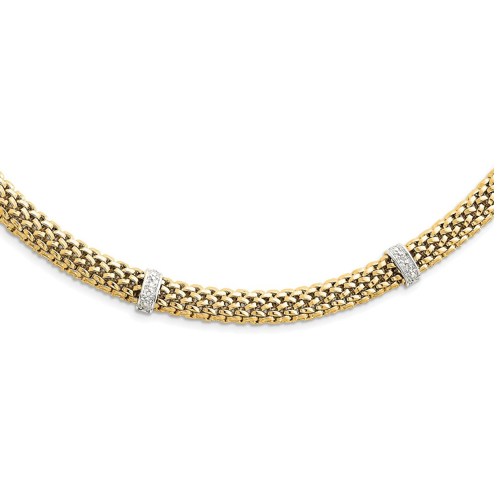 Polished;14K Two-tone;Hollow;Diamond;Box catch