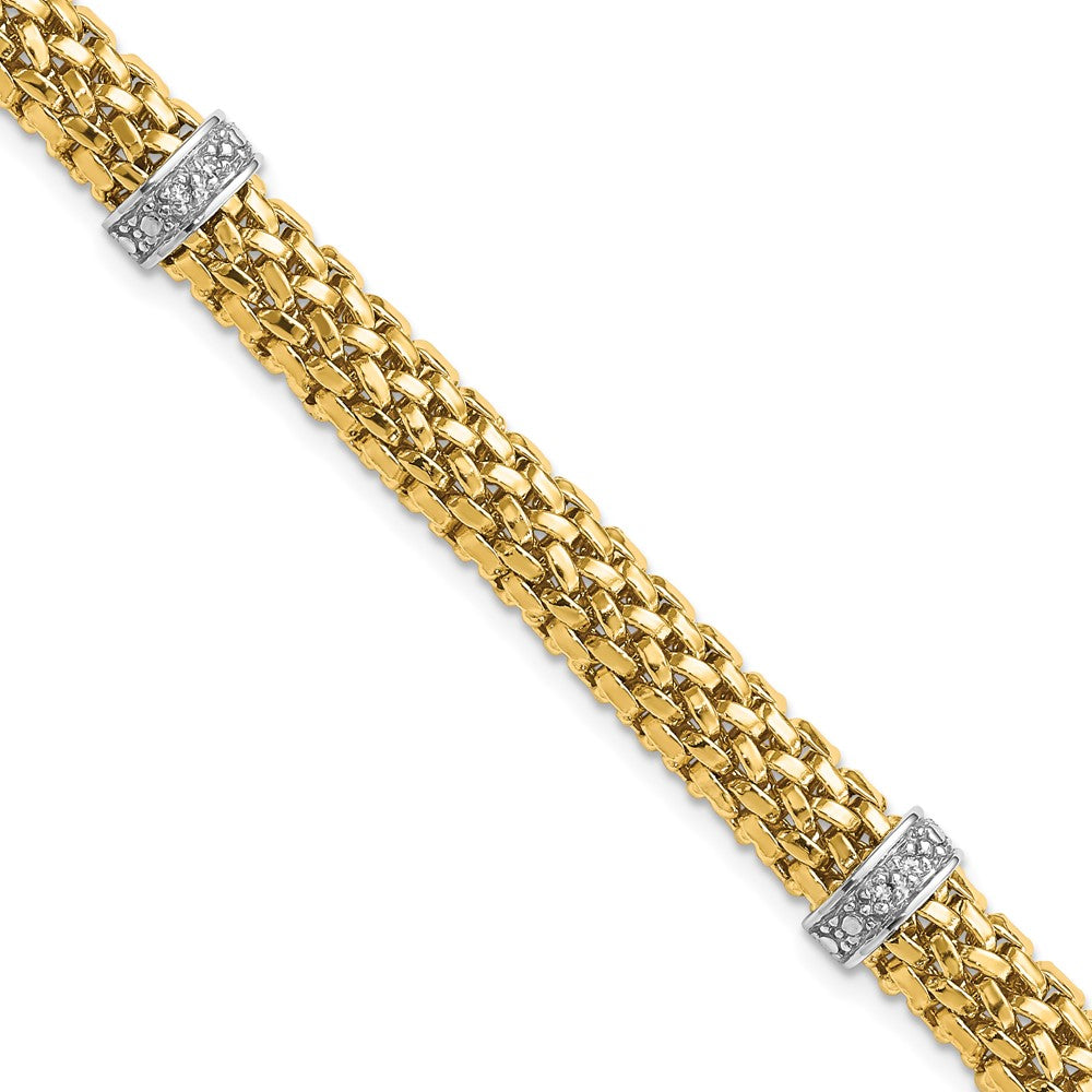Polished;14K Two-tone;Diamond;Box catch