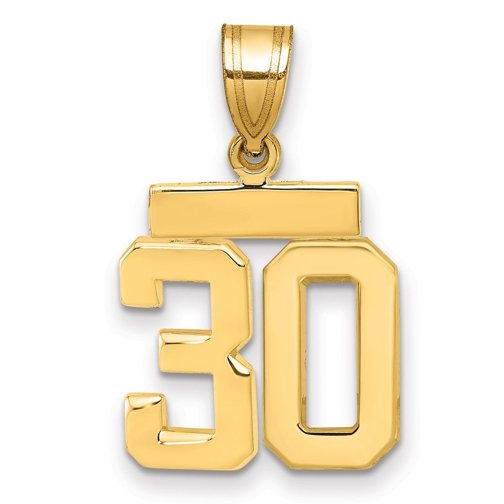 14k Small Polished Number 30 Charm