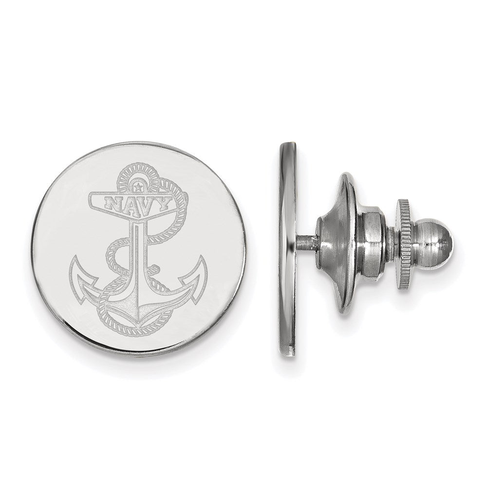 Sterling Silver Rhodium-plated LogoArt US Naval Academy Anchor Lapel Pin