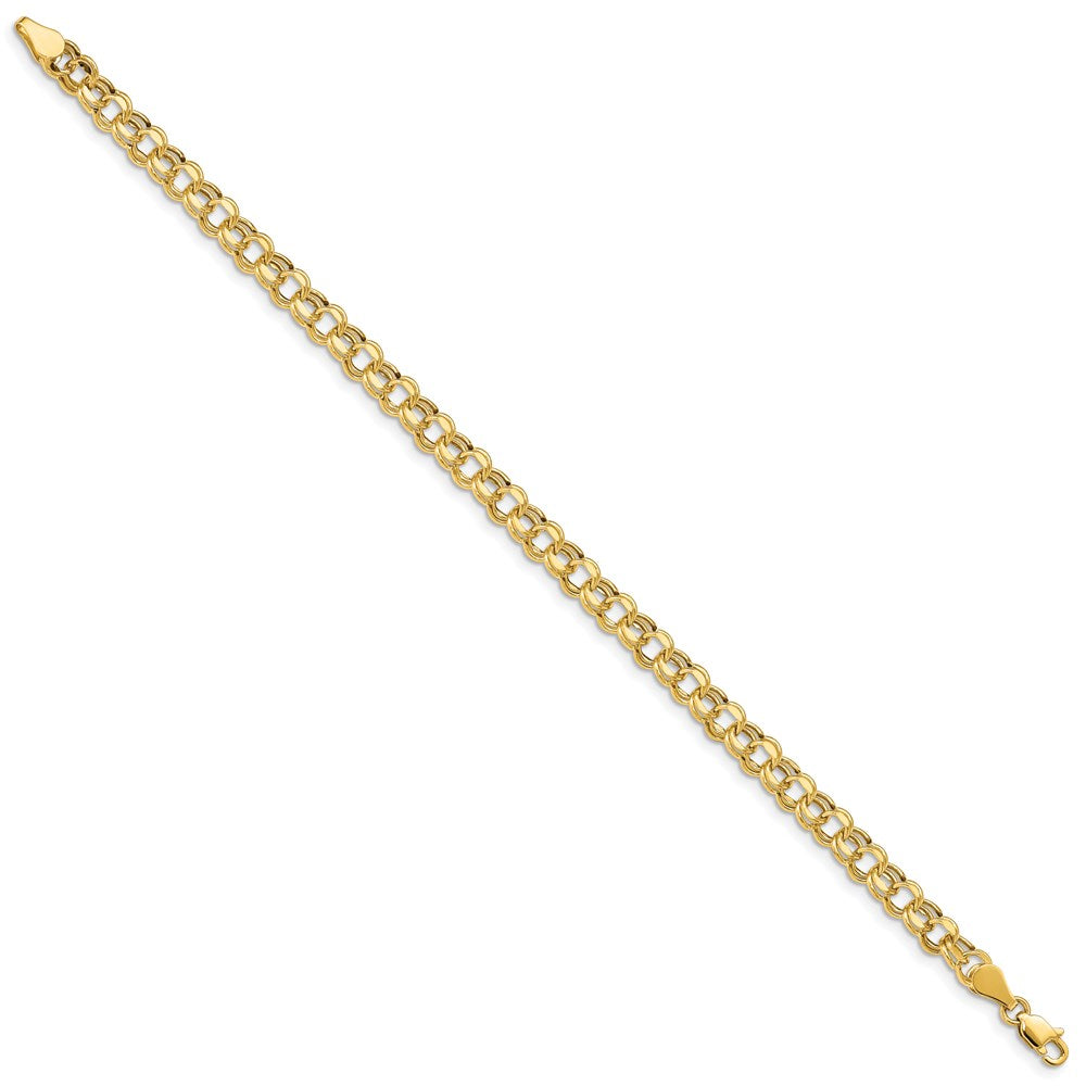 14k 5mm Hollow Double Link 7.25 inch Charm Bracelet