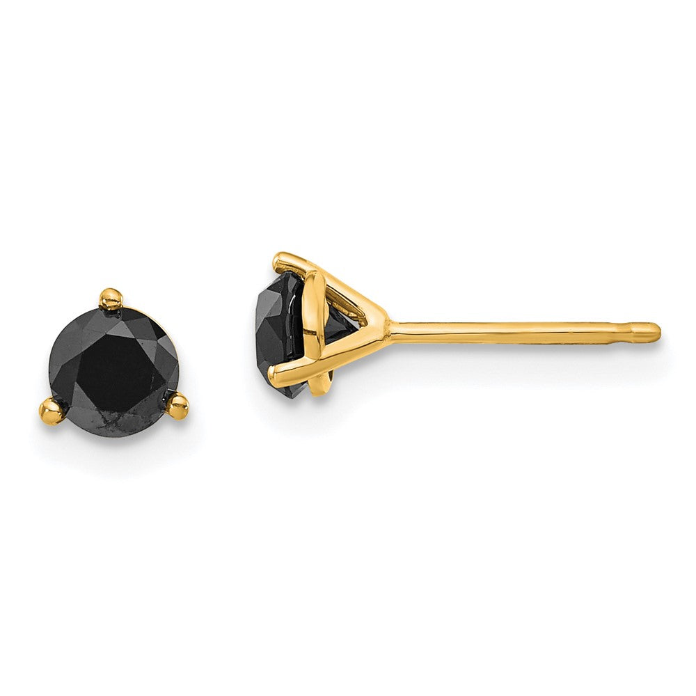 14k 3/4 carat Black Diamond Stud Earrings