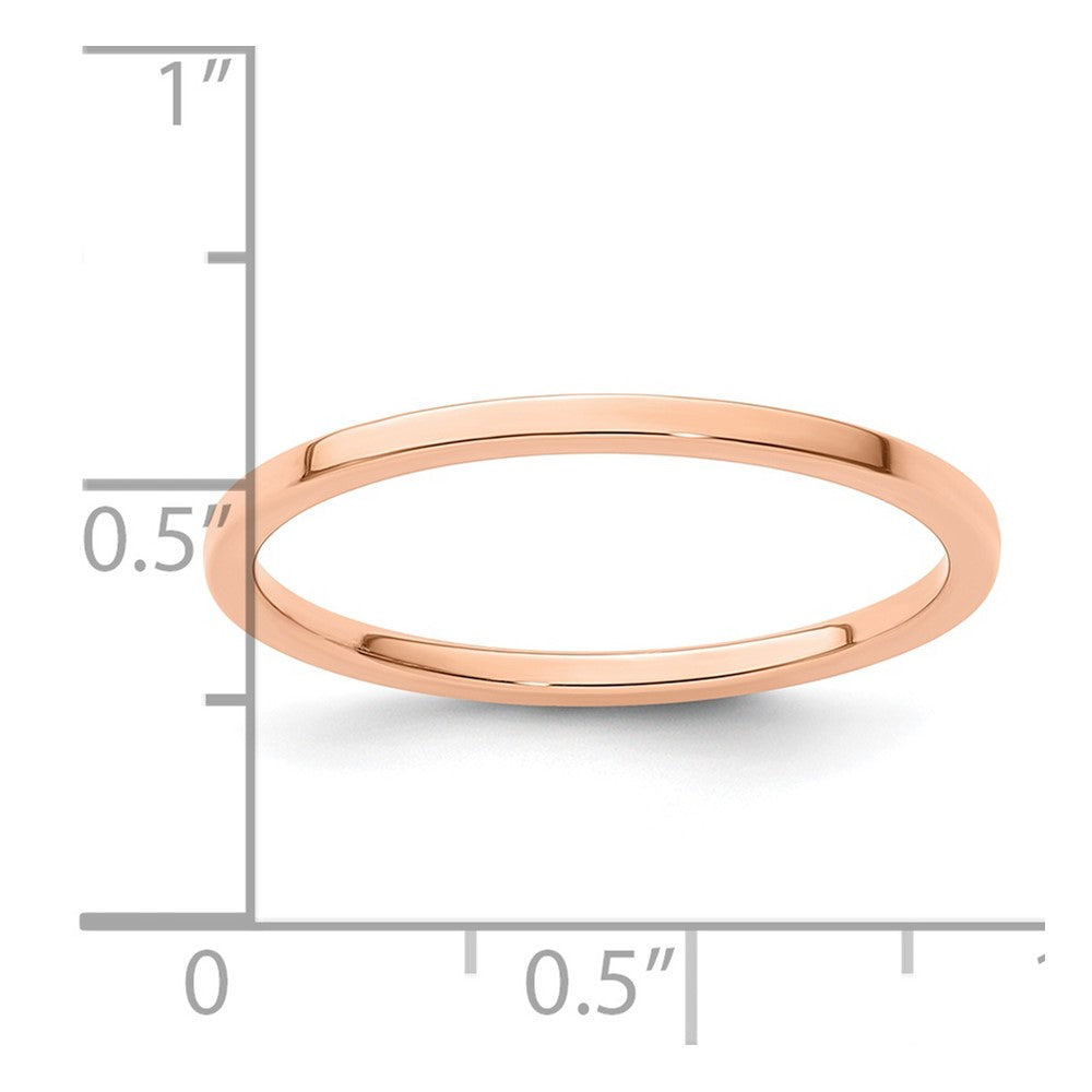14K Rose Gold 1.2mm Flat Polished Stackable Band Size 10