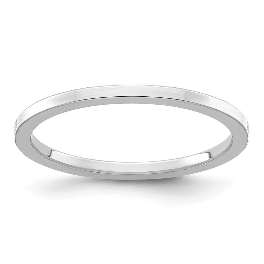 14K White Gold 1.2mm Flat Polished Stackable Band Size 7.5