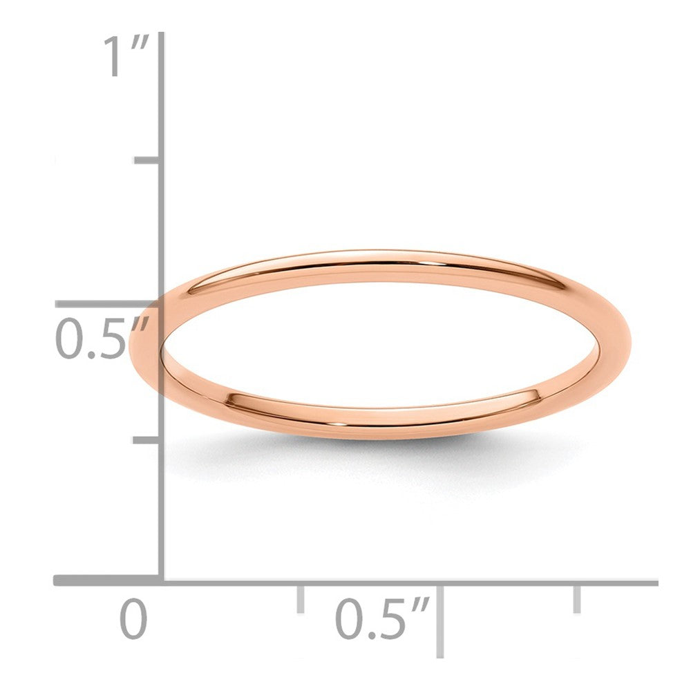 14K Rose Gold 1.2mm Half Round Polished Stackable Band Size 9.5