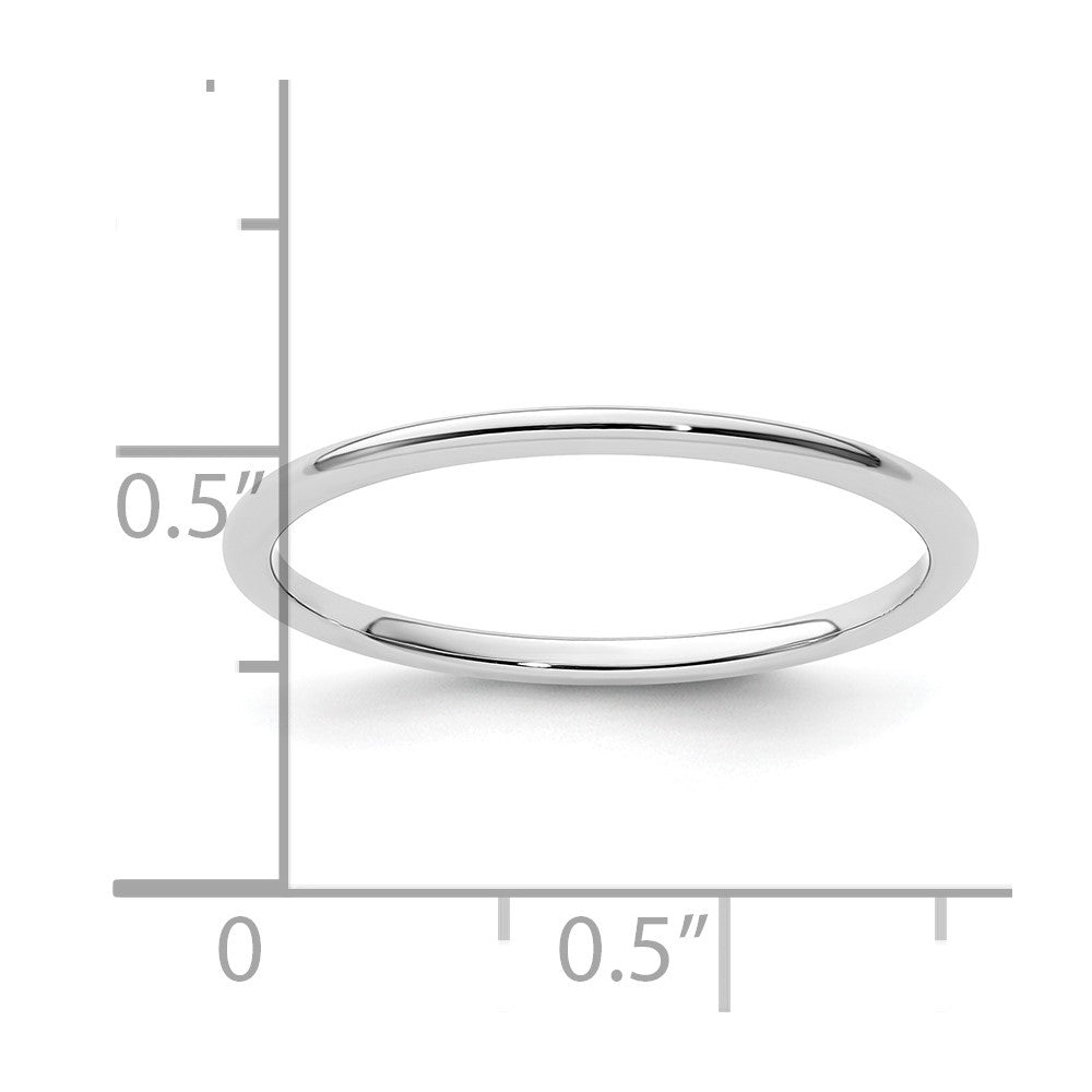 14K White Gold 1.2mm Half Round Polished Stackable Band Size 6