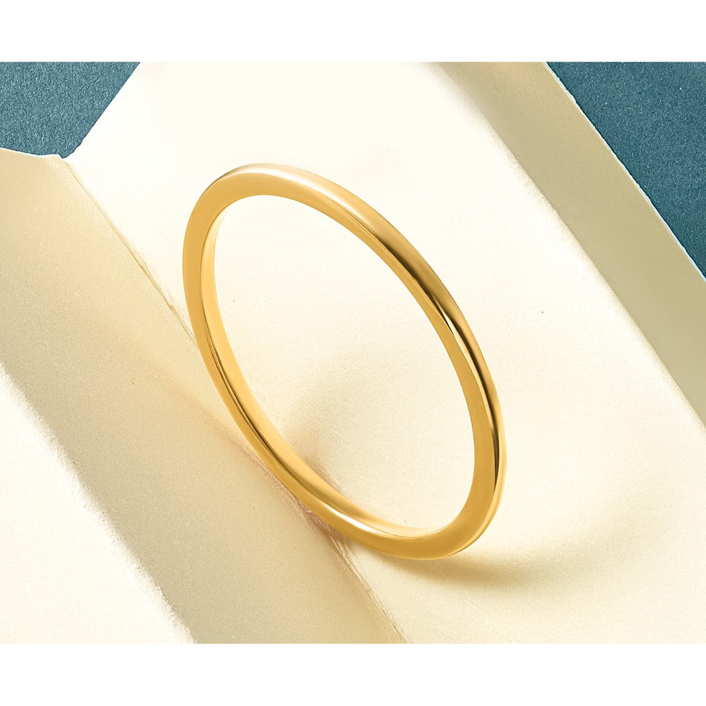 14K Yellow Gold 1.2mm Half Round Polished Stackable Band Size 8.5