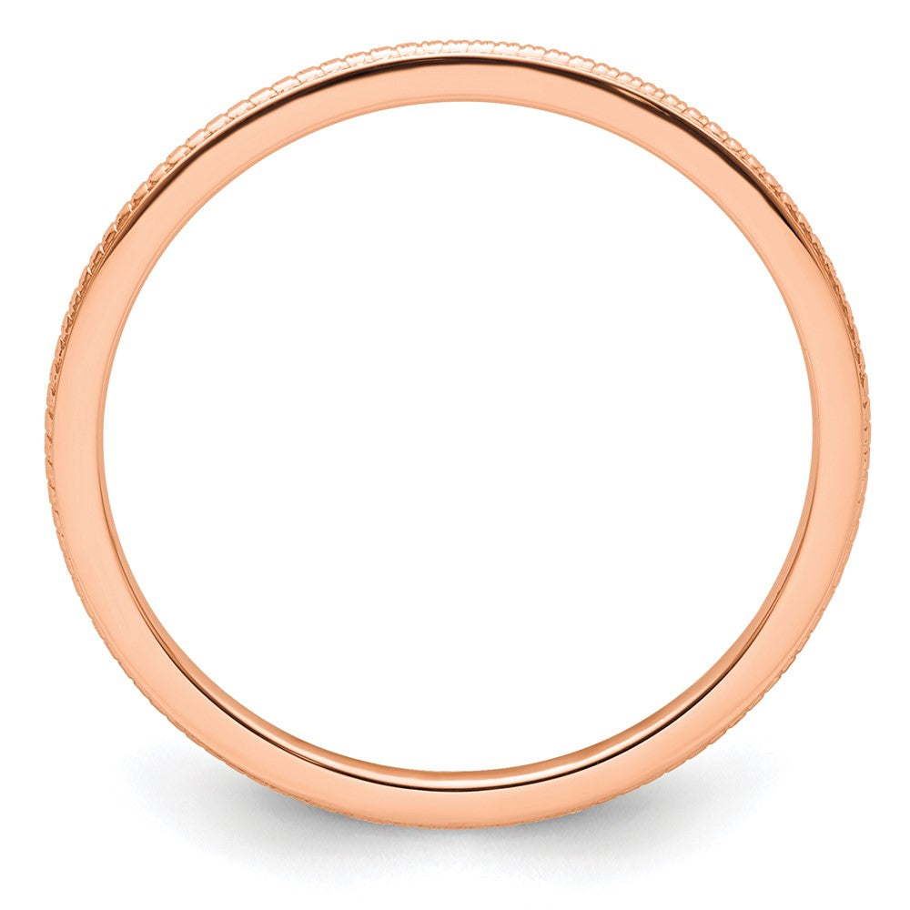 14K Rose Gold 1.2mm Beaded Stackable Band Size 7