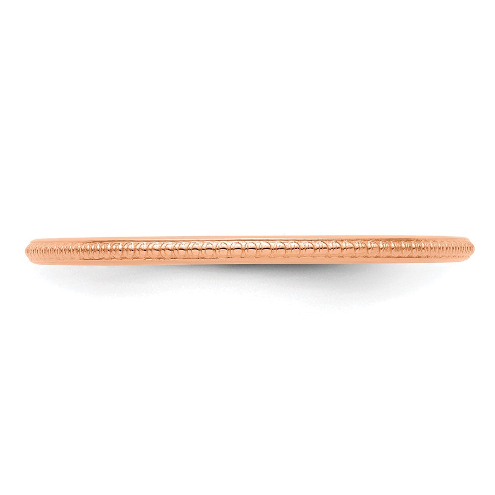 14K Rose Gold 1.2mm Beaded Stackable Band Size 6