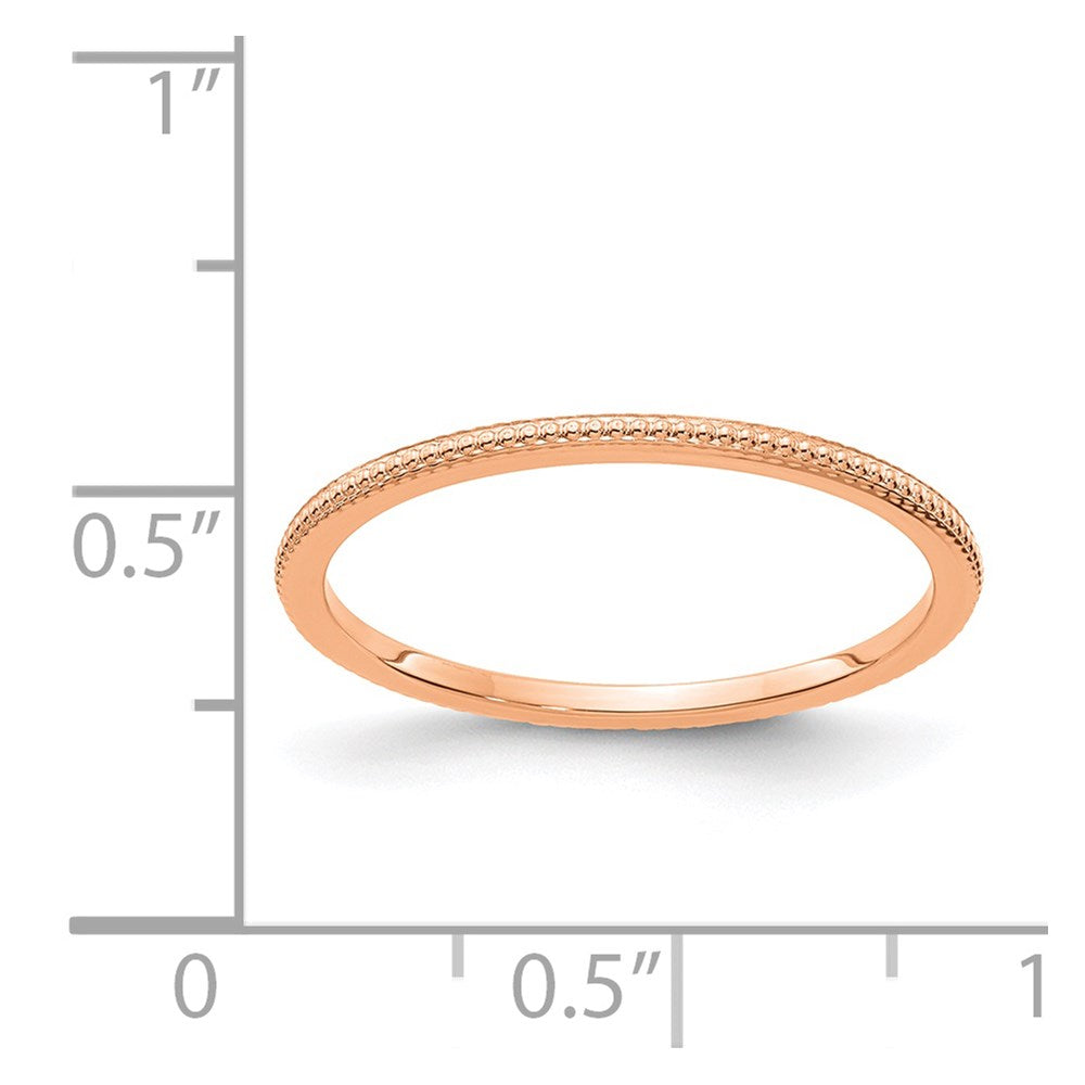 14K Rose Gold 1.2mm Beaded Stackable Band Size 5