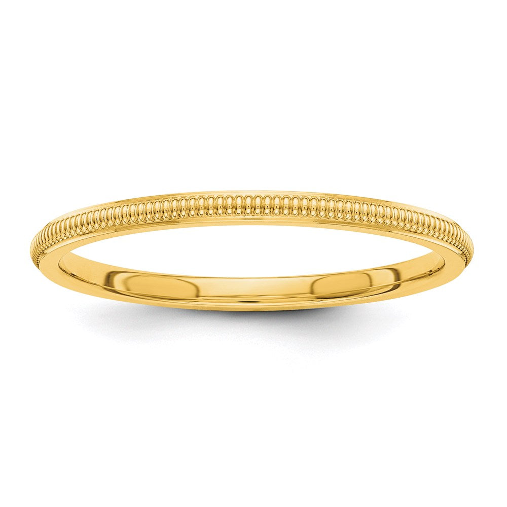 Solid;Polished;14k Yellow gold;Avail. in 10k yellow gold;Avail. in 18k yellow gold;Avail. in platinum;Flat edge;Milgrain