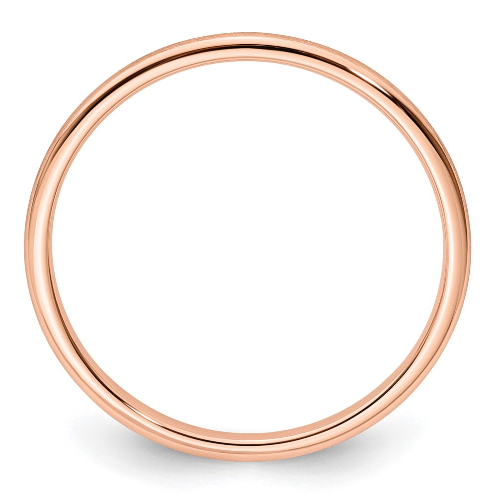 14K Rose Gold 1.2mm Half Round Satin Stackable Band Size 10