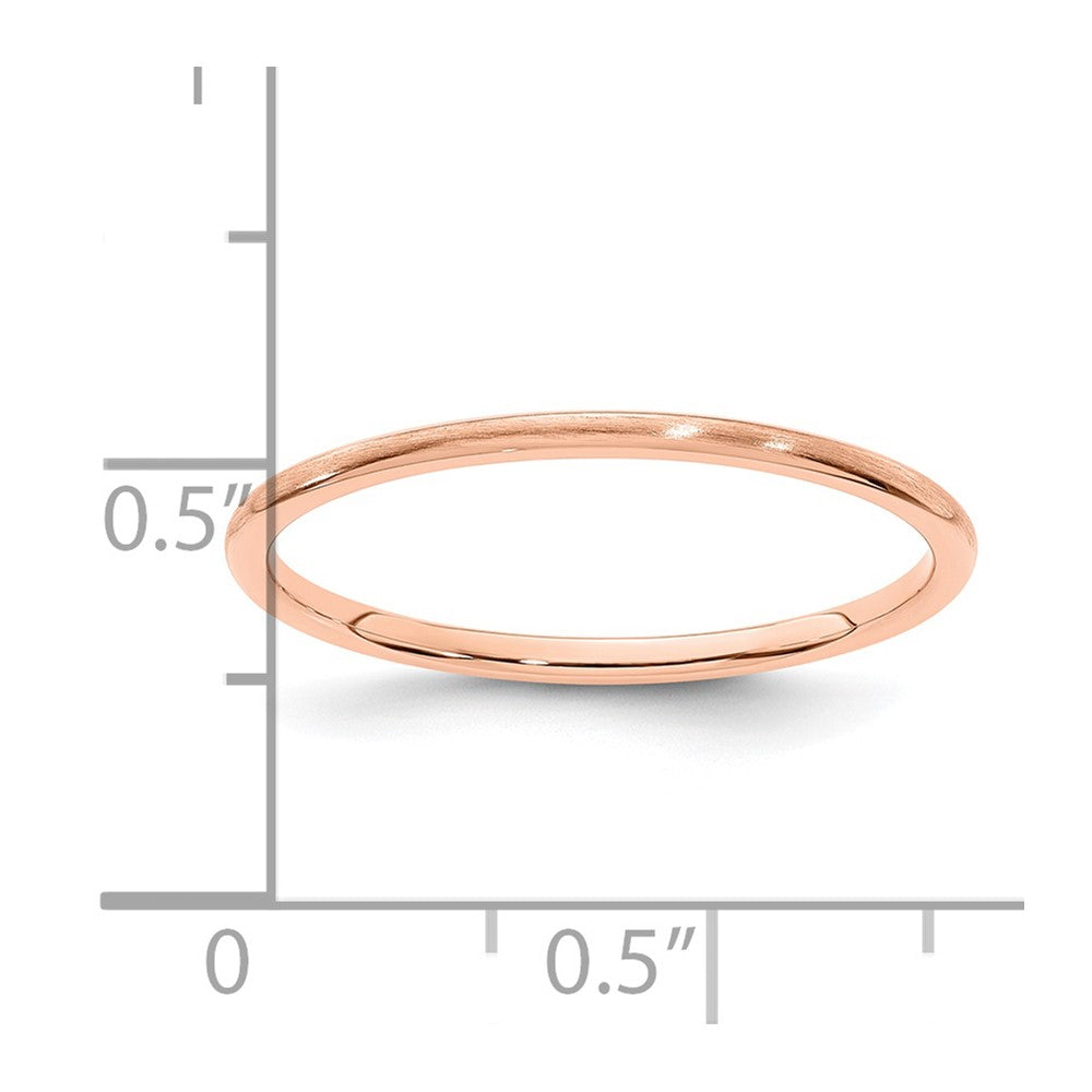 14K Rose Gold 1.2mm Half Round Satin Stackable Band Size 4.5
