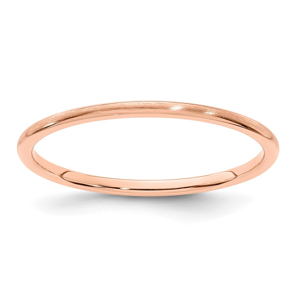 14K Rose Gold 1.2mm Half Round Satin Stackable Band Size 8.5
