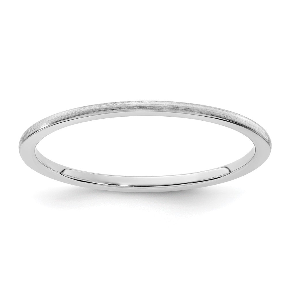 14K White Gold 1.2mm Half Round Satin Stackable Band Size 8