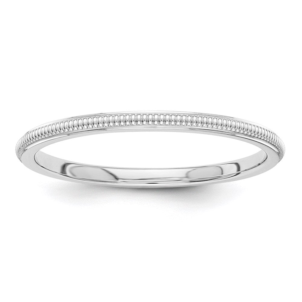 Solid;Polished;14K White gold;Avail. in 10k yellow gold;Avail. in 18k yellow gold;Avail. in platinum;Flat edge;Milgrain