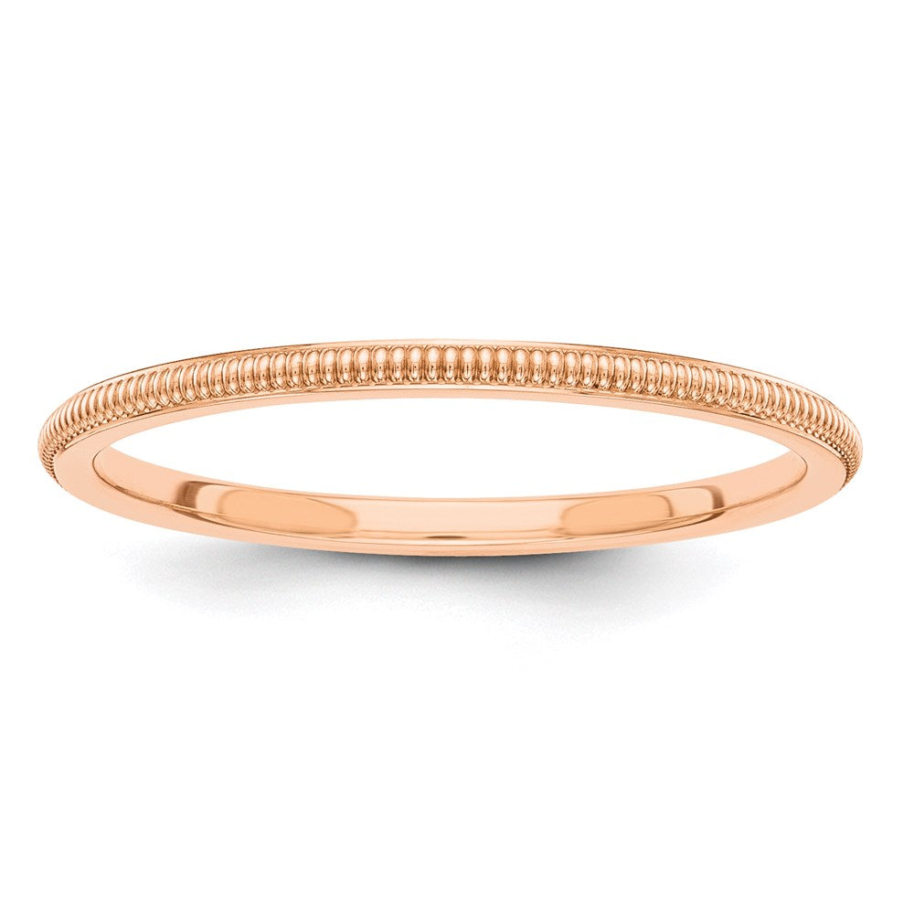 Solid;Polished;14k Rose gold;Avail. in 10k yellow gold;Avail. in 18k yellow gold;Avail. in platinum;Flat edge;Milgrain